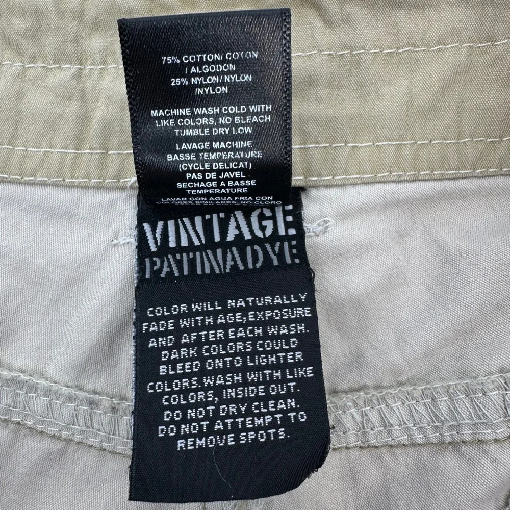 Kuhl Mens Khaki Tan Vintage Patina Dye Cargo Hiking Shorts Size 34 Cotton Nylon